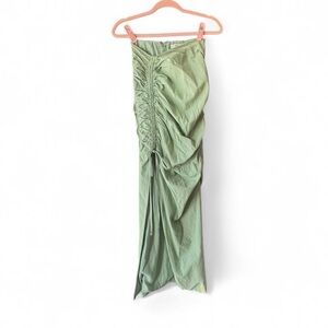 HouseofCB "Solitaire" Sage Gathered Drawstring Maxi Skirt XS